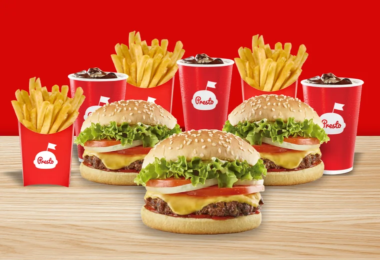 Combo Amigos: tres hamburguesas, tres papas y tres gaseosas
